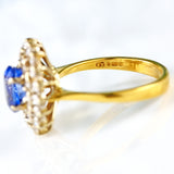 Ellibelle Jewellery Vintage 1989 Sapphire & Diamond 18ct Gold Double Cluster Ring