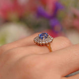 Ellibelle Jewellery Vintage 1989 Sapphire & Diamond 18ct Gold Double Cluster Ring