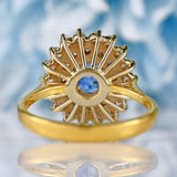 Ellibelle Jewellery Vintage 1989 Sapphire & Diamond 18ct Gold Double Cluster Ring