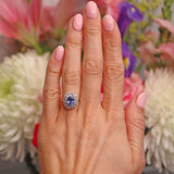 Ellibelle Jewellery Vintage 1989 Sapphire & Diamond 18ct Gold Double Cluster Ring