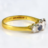 Ellibelle Jewellery Vintage 1989 Sapphire & Diamond 18ct Gold Five-Stone Ring