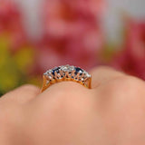 Ellibelle Jewellery Vintage 1989 Sapphire & Diamond 18ct Gold Five-Stone Ring