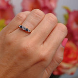 Ellibelle Jewellery Vintage 1989 Sapphire & Diamond 18ct Gold Five-Stone Ring