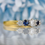 Ellibelle Jewellery Vintage 1989 Sapphire & Diamond 18ct Gold Five-Stone Ring