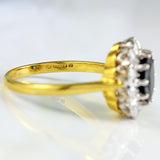 Ellibelle Jewellery Vintage 1989 Sapphire & Diamond 18ct Gold Oval Cluster Engagement Ring