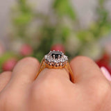 Ellibelle Jewellery Vintage 1989 Sapphire & Diamond 18ct Gold Oval Cluster Engagement Ring