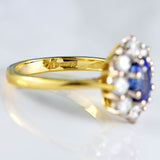 Ellibelle Jewellery Vintage 1989 Sapphire & Diamond 18ct Gold Oval Cluster Ring