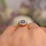 Ellibelle Jewellery Vintage 1989 Sapphire & Diamond 18ct Gold Oval Cluster Ring