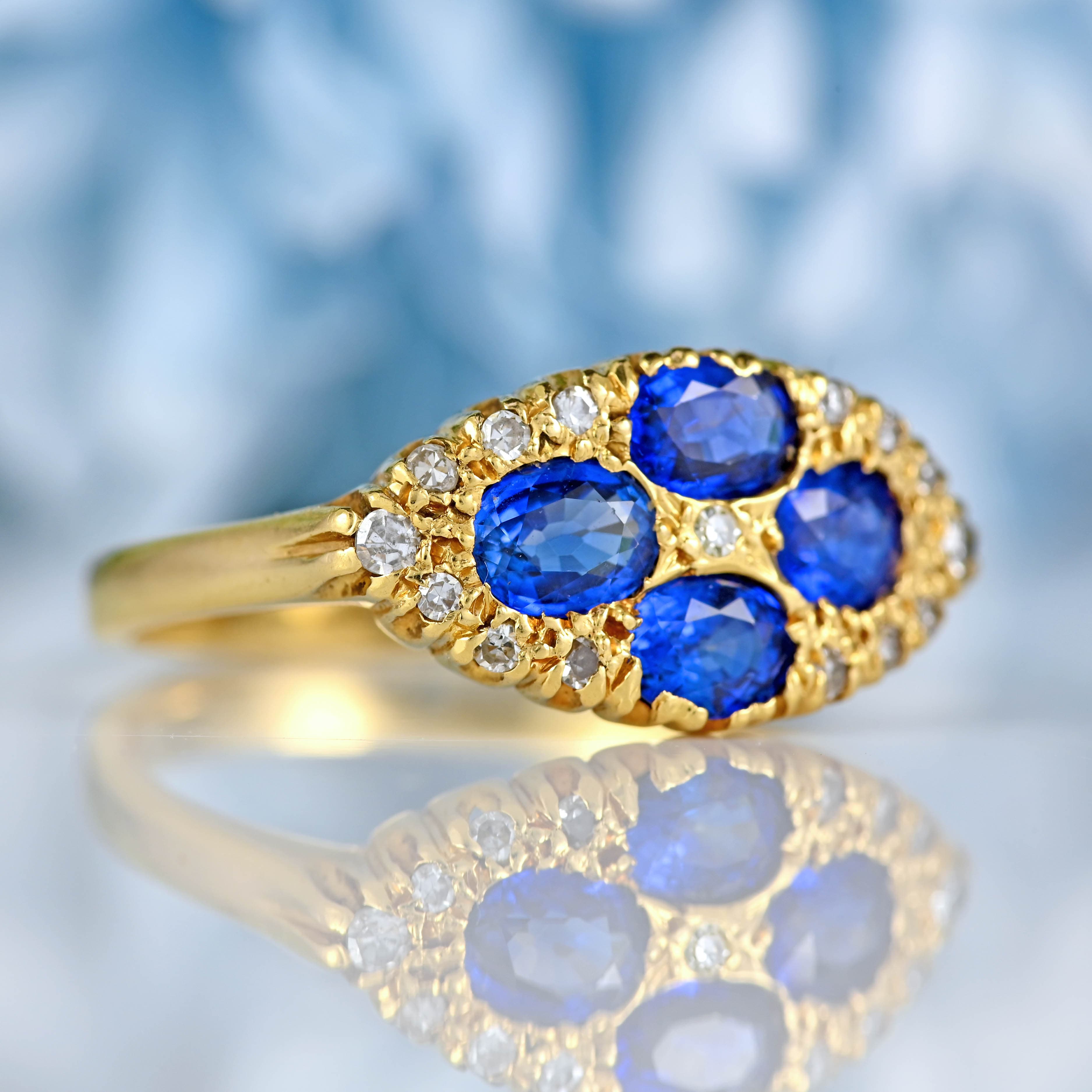 Ellibelle Jewellery Vintage 1989 Sapphire & Diamond 18ct Gold Ring