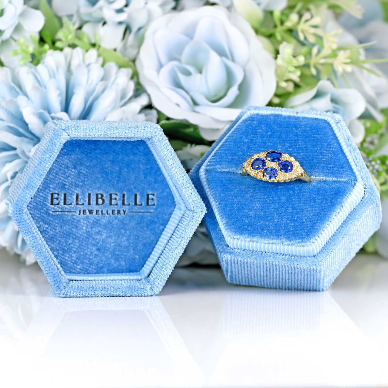 Ellibelle Jewellery Vintage 1989 Sapphire & Diamond 18ct Gold Ring