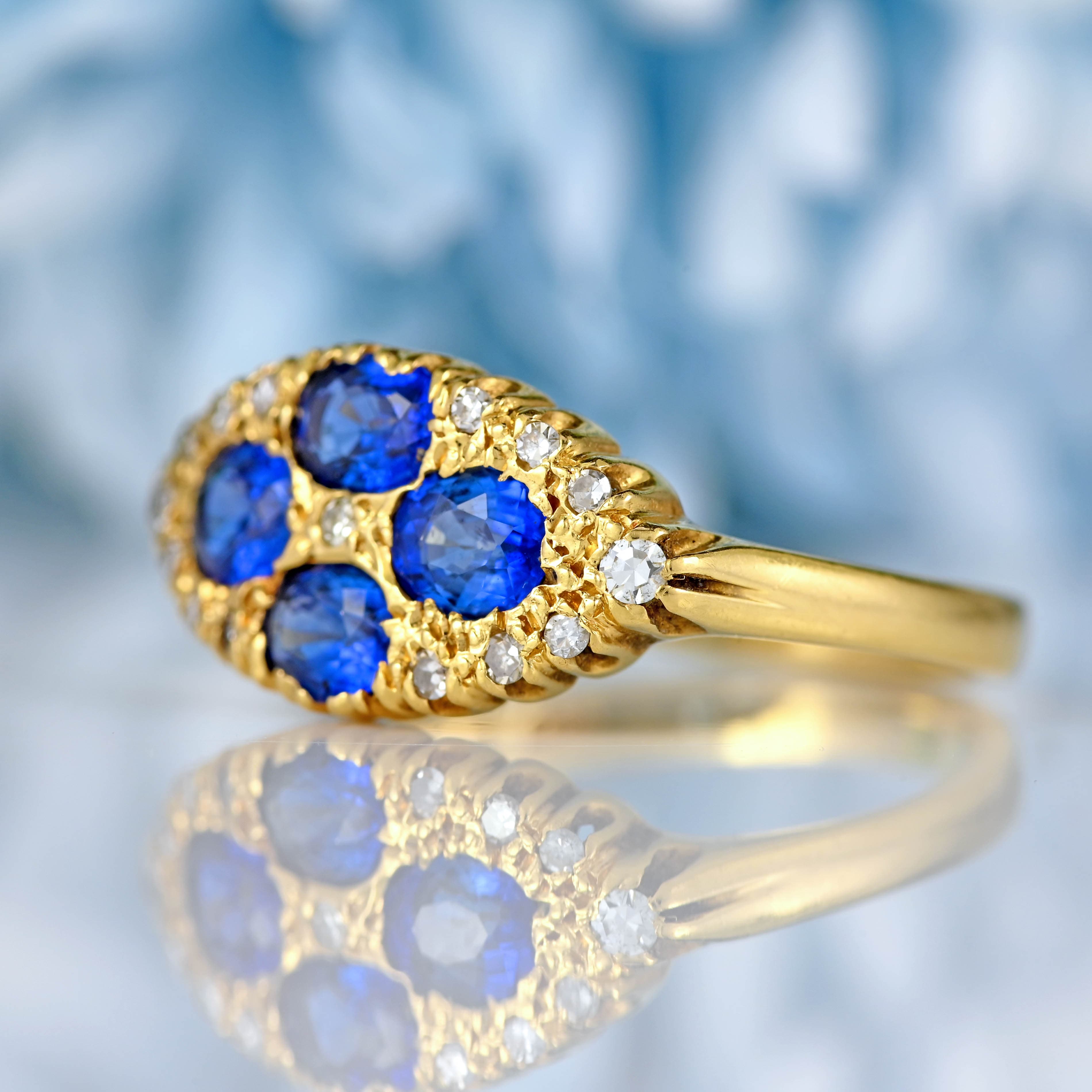 Ellibelle Jewellery Vintage 1989 Sapphire & Diamond 18ct Gold Ring