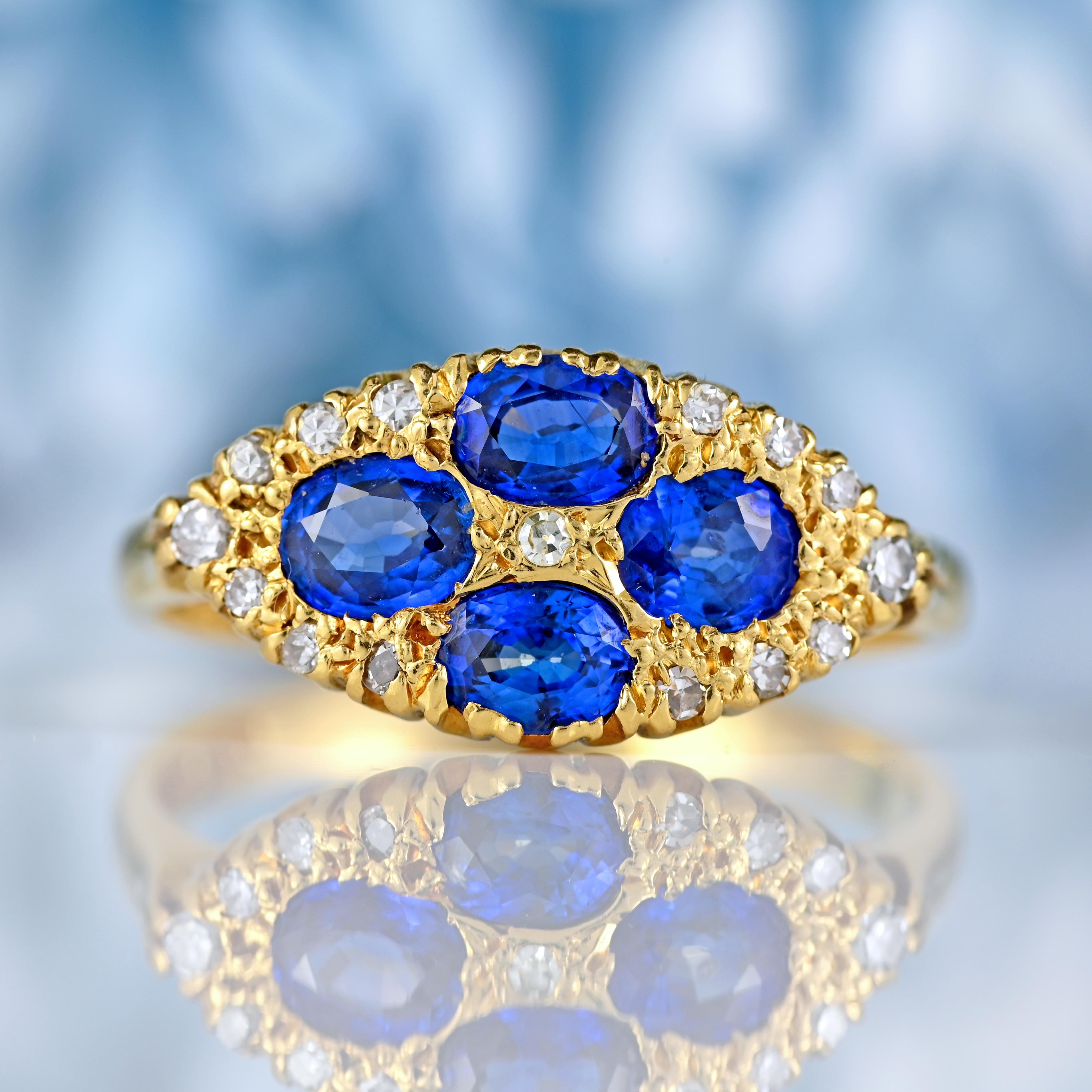 Ellibelle Jewellery Vintage 1989 Sapphire & Diamond 18ct Gold Ring