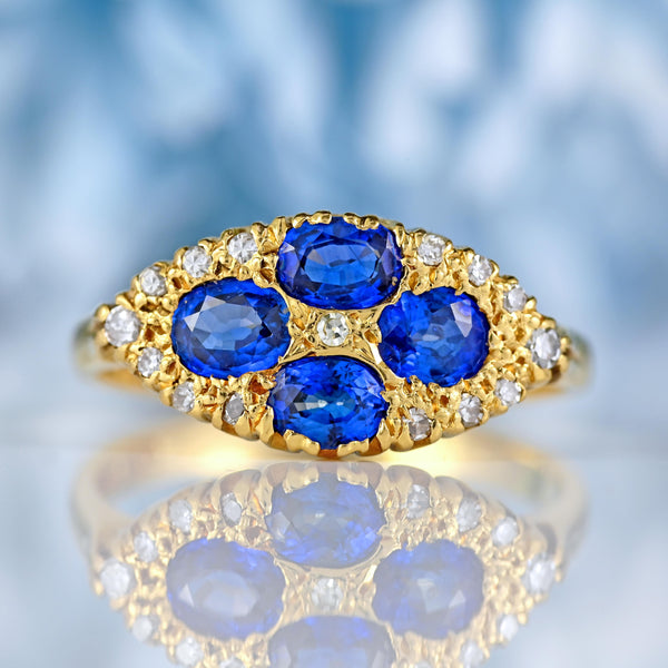 Ellibelle Jewellery Vintage 1989 Sapphire & Diamond 18ct Gold Ring
