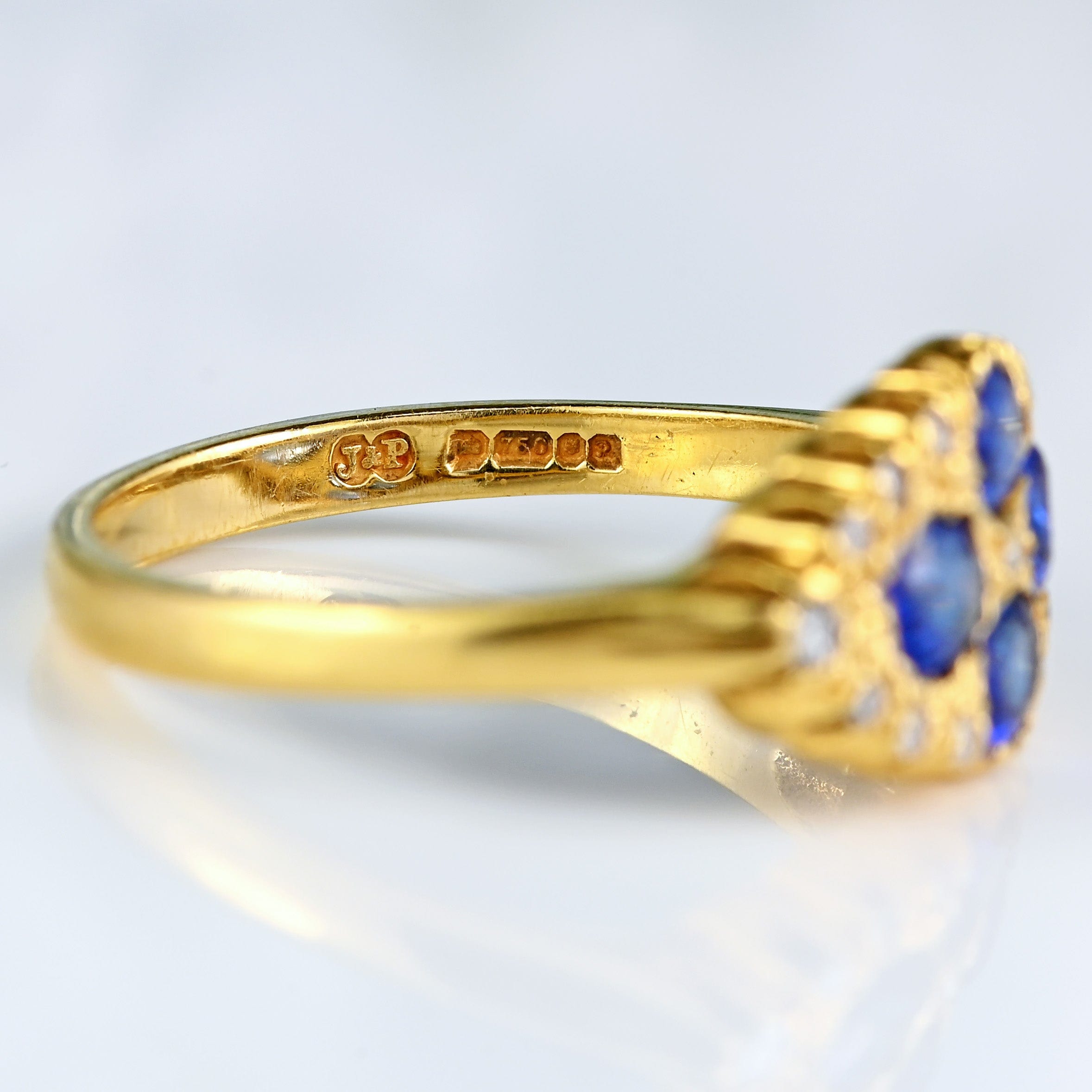 Ellibelle Jewellery Vintage 1989 Sapphire & Diamond 18ct Gold Ring