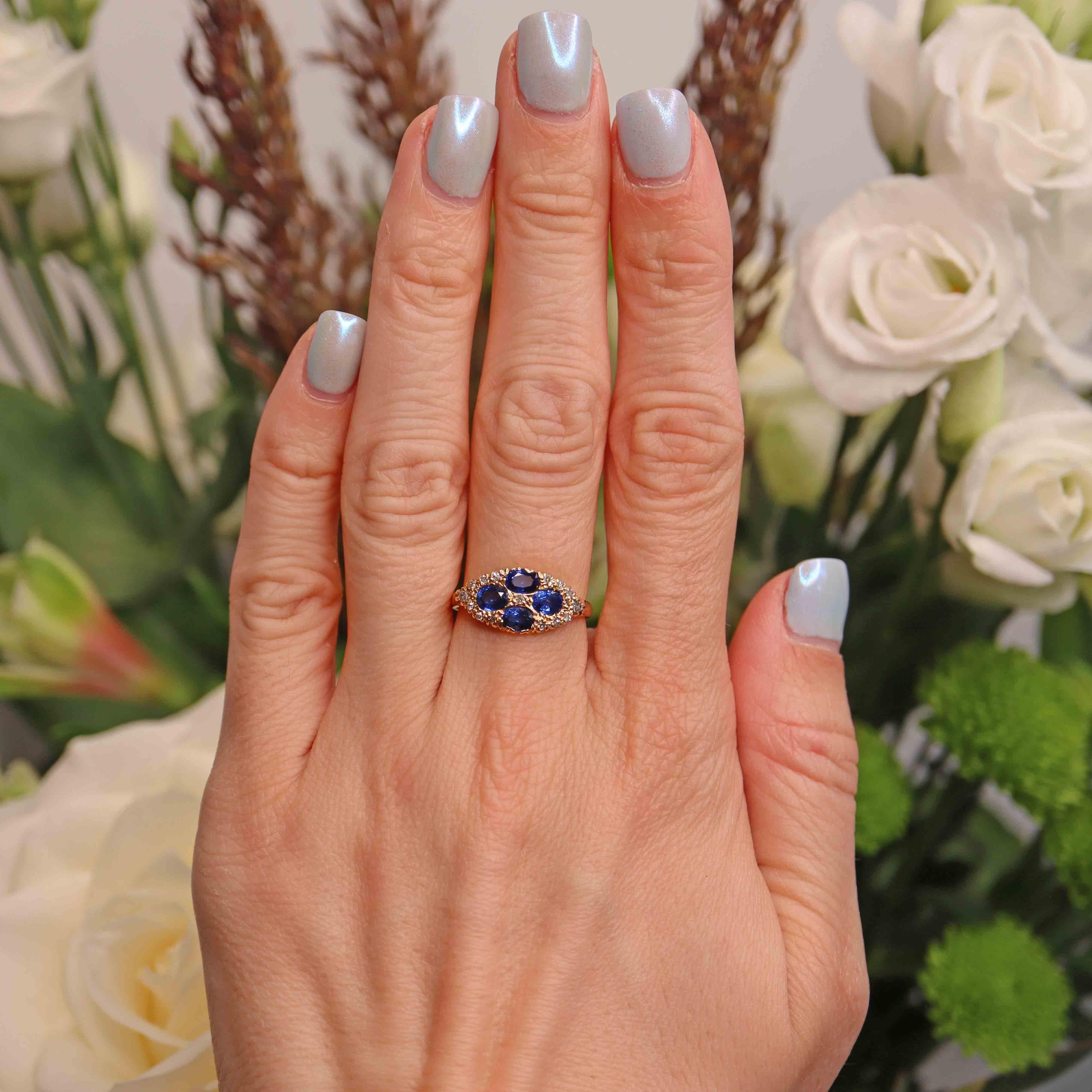 Ellibelle Jewellery Vintage 1989 Sapphire & Diamond 18ct Gold Ring