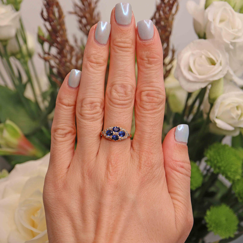 Ellibelle Jewellery Vintage 1989 Sapphire & Diamond 18ct Gold Ring