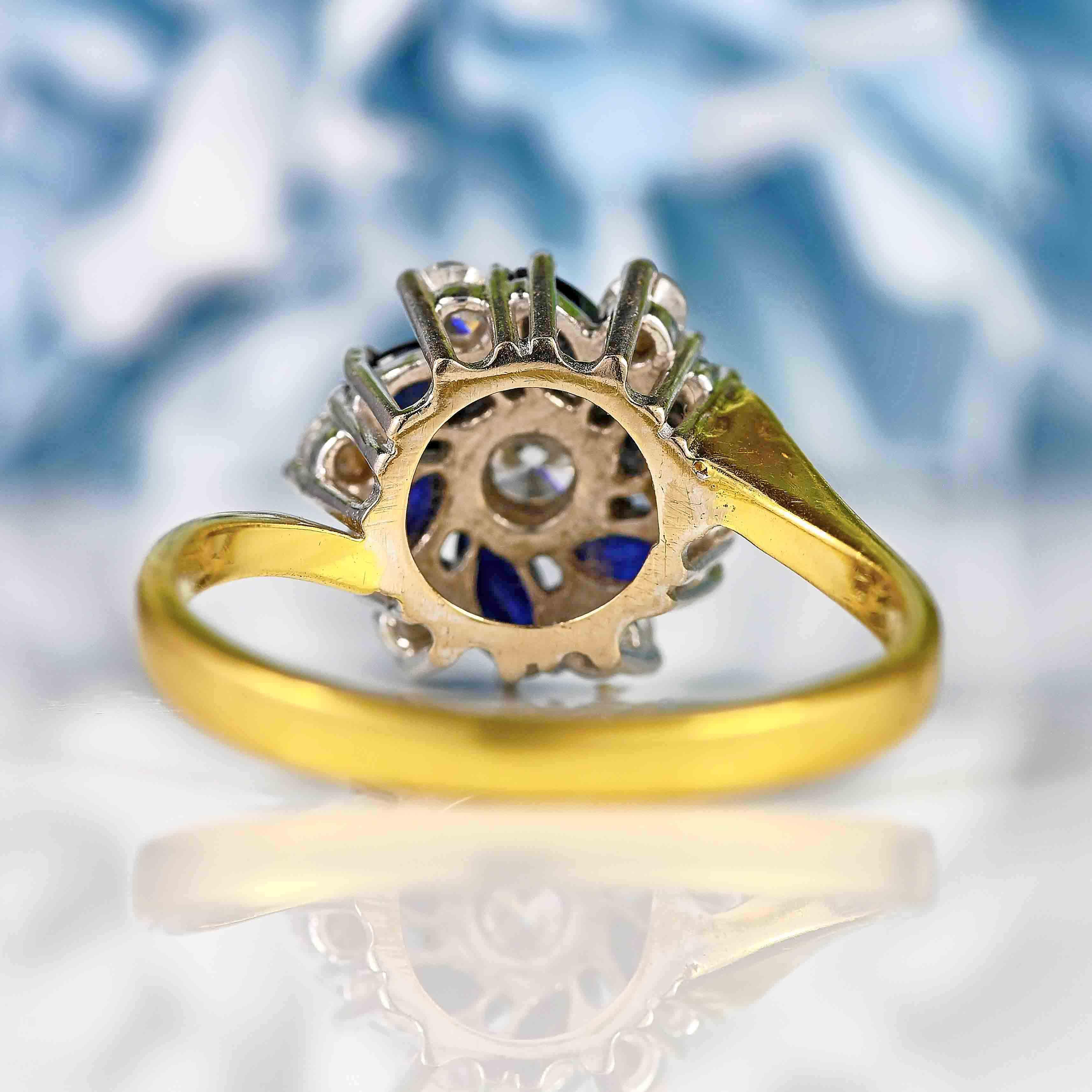 Ellibelle Jewellery Vintage 1989 Sapphire & Diamond 18ct Gold Ring