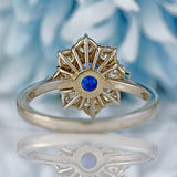 Ellibelle Jewellery Vintage 1989 Sapphire & Diamond 18ct White Gold Cluster Ring (0.93cts)