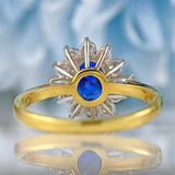 Ellibelle Jewellery Vintage 1989 Sapphire & Vari-Cut Diamond 18ct Gold Cluster Ring