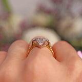 Ellibelle Jewellery Vintage 1989 Vari-Cut Diamond 18ct Gold Navette Cluster Ring