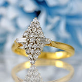 Ellibelle Jewellery Vintage 1989 Vari-Cut Diamond 18ct Gold Navette Cluster Ring
