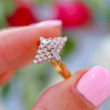 Ellibelle Jewellery Vintage 1989 Vari-Cut Diamond 18ct Gold Navette Cluster Ring