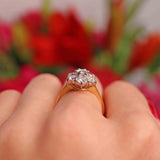 Ellibelle Jewellery Vintage 1990 Diamond 18ct Gold Daisy Cluster Engagement Ring (1.50ct)