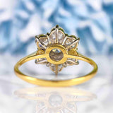 Ellibelle Jewellery Vintage 1990 Diamond 18ct Gold Daisy Cluster Engagement Ring (1.50ct)