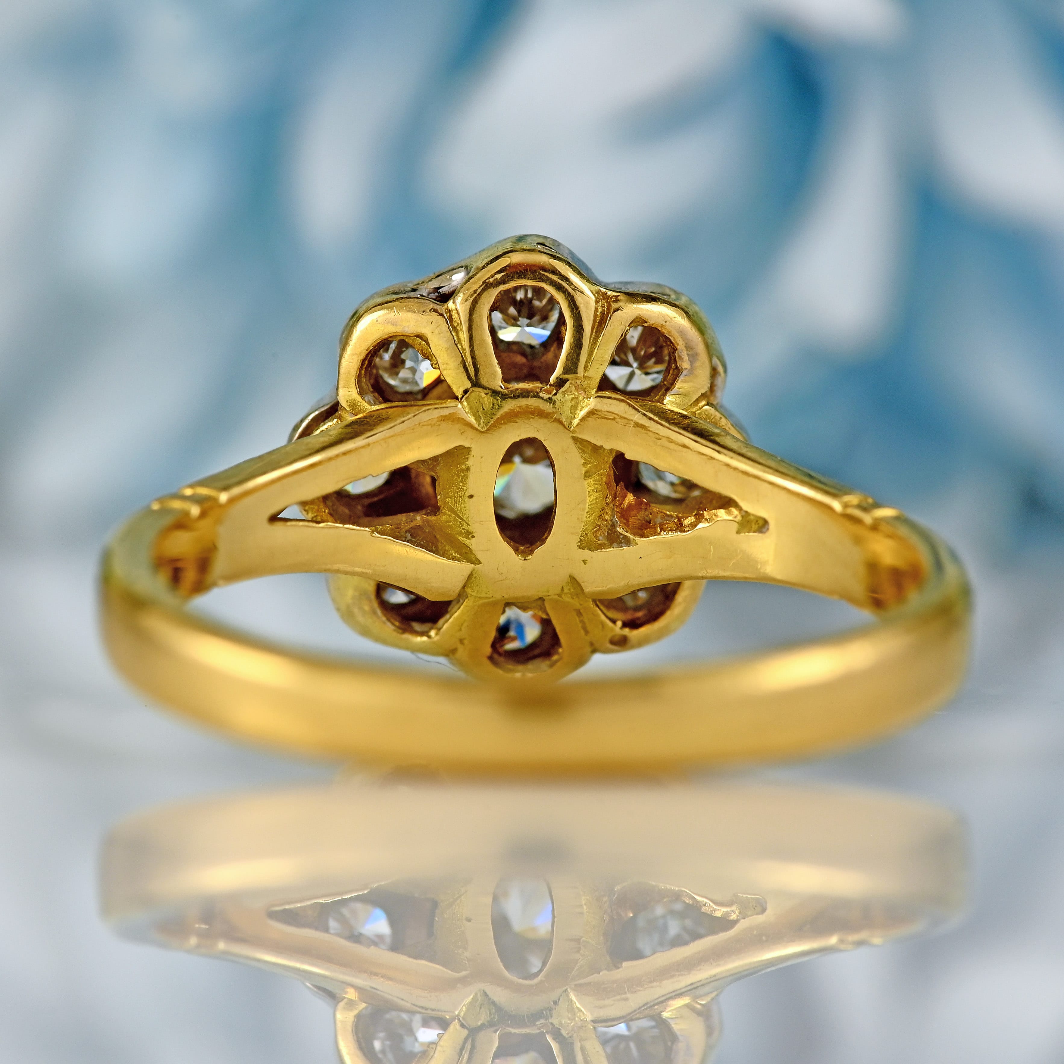 Ellibelle Jewellery Vintage 1990 Diamond 18ct Gold Daisy Cluster Ring (0.60cts)