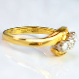Ellibelle Jewellery Vintage 1990 Diamond 18ct Gold Three-Stone Crossover Engagement Ring