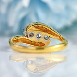 Ellibelle Jewellery Vintage 1990 Diamond 18ct Gold Three-Stone Crossover Engagement Ring