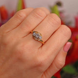 Ellibelle Jewellery Vintage 1990 Diamond 18ct Gold Three-Stone Crossover Engagement Ring