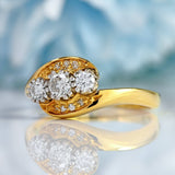 Ellibelle Jewellery Vintage 1990 Diamond 18ct Gold Three-Stone Crossover Engagement Ring