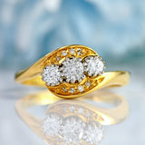Ellibelle Jewellery Vintage 1990 Diamond 18ct Gold Three-Stone Crossover Engagement Ring
