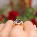 Ellibelle Jewellery Vintage 1990 Emerald-Cut Sapphire & Diamond 18ct Gold Ring (5.20ct)