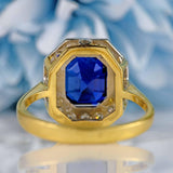 Ellibelle Jewellery Vintage 1990 Emerald-Cut Sapphire & Diamond 18ct Gold Ring (5.20ct)