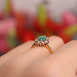 Ellibelle Jewellery Vintage 1990 Emerald & Diamond 18ct Gold Pear Cluster Ring (0.75cts)