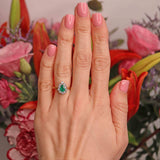 Ellibelle Jewellery Vintage 1990 Emerald & Diamond 18ct Gold Pear Cluster Ring (0.75cts)