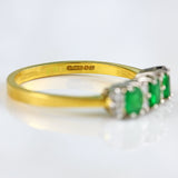 Ellibelle Jewellery Vintage 1990 Emerald & Diamond 18ct Gold Ring