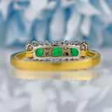 Ellibelle Jewellery Vintage 1990 Emerald & Diamond 18ct Gold Ring