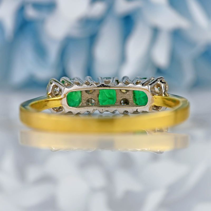 Ellibelle Jewellery Vintage 1990 Emerald & Diamond 18ct Gold Ring
