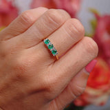 Ellibelle Jewellery Vintage 1990 Emerald & Diamond 18ct Gold Ring