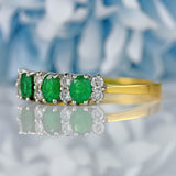 Ellibelle Jewellery Vintage 1990 Emerald & Diamond 18ct Gold Ring