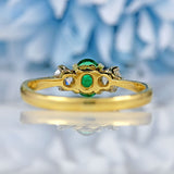 Ellibelle Jewellery Vintage 1990 Emerald & Diamond Three-Stone Engagement Ring