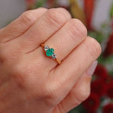 Ellibelle Jewellery Vintage 1990 Emerald & Diamond Three-Stone Engagement Ring