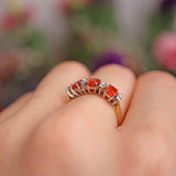 Ellibelle Jewellery Vintage 1990 Fire Opal & Diamond 18ct Gold Band Ring
