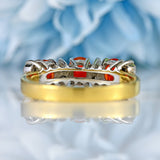 Ellibelle Jewellery Vintage 1990 Fire Opal & Diamond 18ct Gold Band Ring