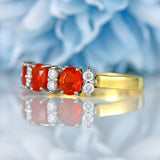 Ellibelle Jewellery Vintage 1990 Fire Opal & Diamond 18ct Gold Band Ring