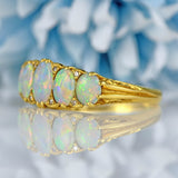 Ellibelle Jewellery Vintage 1990 Opal & Diamond 18ct Gold Five-Stone Ring