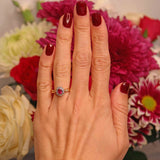 Ellibelle Jewellery Vintage 1990 Ruby & Diamond 18ct Gold Cluster Ring